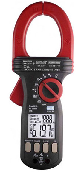 Kusum-Meco KM 2778 AC / DC TRMS Clamp-On Multimeter with VFD, EF-Detection, PC Interface & Extended 1500V DC Range
