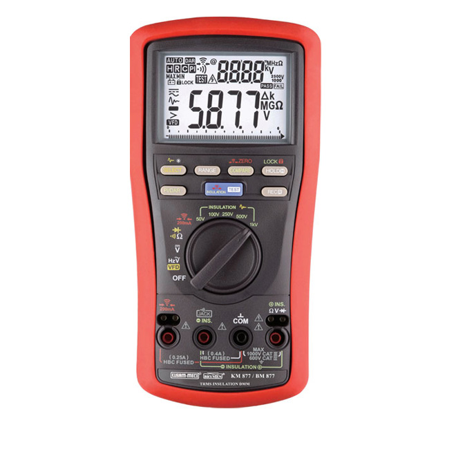 Kusum-Meco KM 877 TRMS Digital Insulation Multimeter with added VFD, PI, DAR & PASS/FAIL Insulation compare Feature