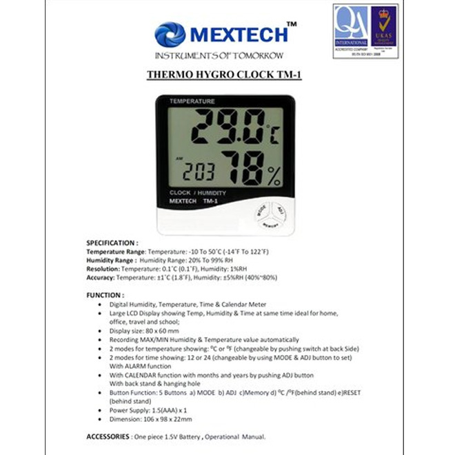 Mextech TM-1 Digital Thermoygrometer